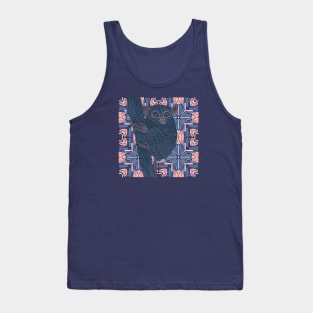 Cute Tarsier on a Modern Pink and Blue Pattern Background Tank Top